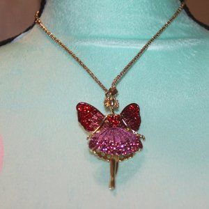 Nwtag: Red & Pink Crystal fairy Necklace